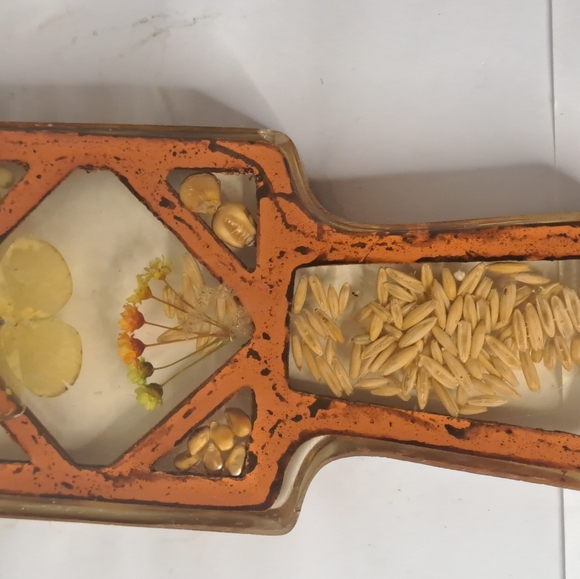 70s Lucite Butterfly & Grains Spoon Vintage Kitchen Decor Earthy - Picture 3 of 5